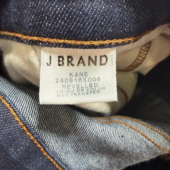J Brand Kane Jeans Mens 30x33 Blue Dark Wash Straight Leg Stretch Denim Made USA - Picture 9 of 11